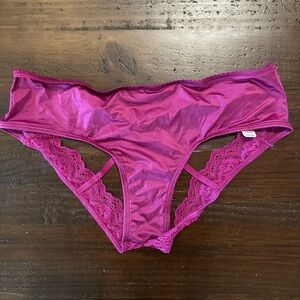 Victoria's Secret Fuchsia Satin & Lace Cheeky Panties